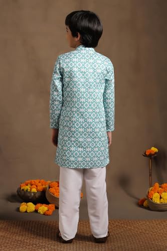 Image of Fashion Dream Boy Teal Kurta Pyjama Set|Boy Kurta Set|Kurta Pyjama Set