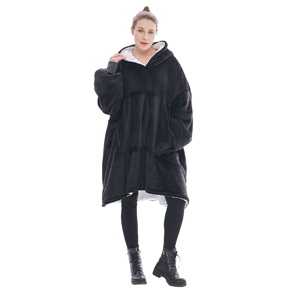 Amazon.com: LULUDADA Oversized Wearable Blankets Hoodie for Women Giant  Warming Heavy Sweatshirt Sleeves Coat Gifts Adult Sister Wife Fleece  Weighted Onesie Pullover Dress（Black） : Home u0026 Kitchen