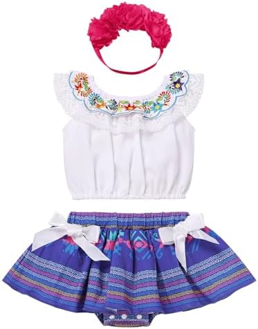IMEKIS Mexican Baby Girl Outfit: My First Fiesta Cinco De Mayo Dress Crop Top Sh