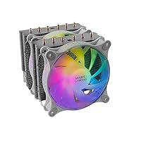 Mars Gaming MCPU-XT Weiß, CPU Kühlkörper, Dual Tower Kühlung, 6 HCT Heatpipes, TDP 300W, 2 ARGB PWM 12cm Lüfter