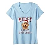Photo Gallery donna buon natale goldendoodle, natale goldendoodle, cucciolo di doodle maglietta con collo a v Photo Gallery donna buon natale goldendoodle, natale goldendoodle, cucciolo di doodle maglietta con collo a v