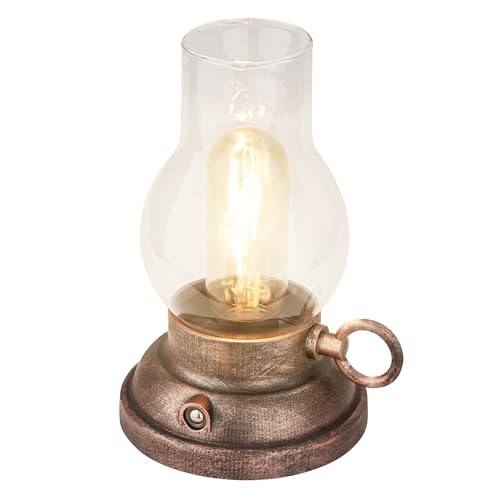 BRILONER - Lampada da tavolo senza fili IP44 con touch, dimmerabile, batteria sostituibile, lampada da tavolo da esterno, 10,5x17,5 cm, bronzo-artigianato