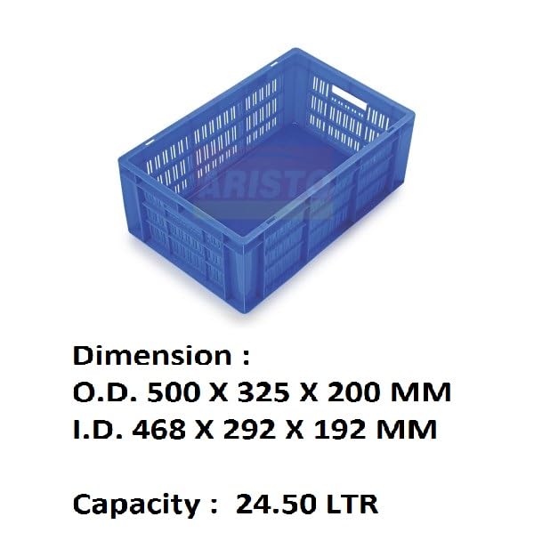 Image of ARISTO Portable and Stackable Plastic Storage Container Box Crate 53200 TP designed for multipurpose storage Blue