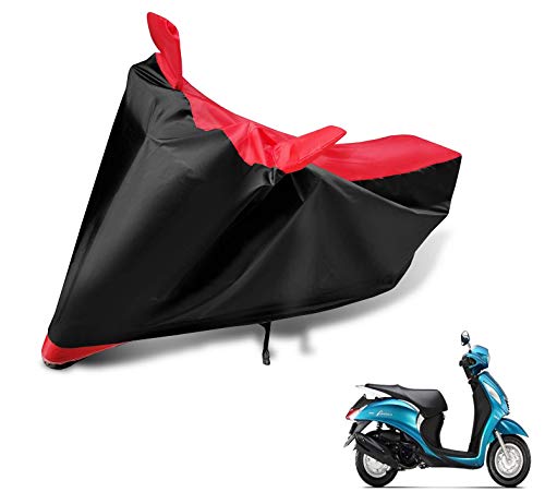 Image of Auto Hub Scooty Cover Compatible with Yamaha Fascino with Mirror Pocket, Dustproof, Heat Resistant, Triple Stitched, Fascino Scooty Cover- Black, Red