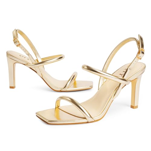 Womens Strappy Sandals Open Toe Ankle Strap Heeled Sandals Square Toe High Heels for Women4