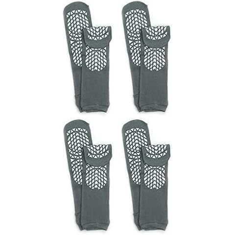 GBM Secure Step Double-Sided Tread Non Slip Safety Socks, 4 Pair (Medium, Grey) Cover