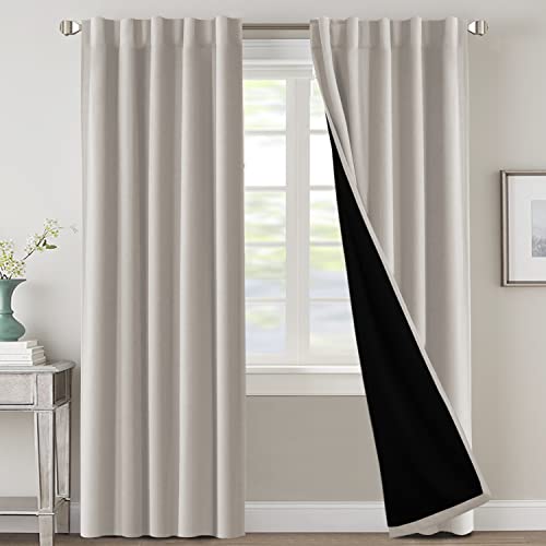 H.VERSAILTEX 100% Blackout Curtains for Bedroom with Black Liner Full