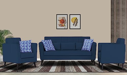 Image of Adorn India Daniel 3+1+1 5 Seater Sofa Set (Blue) (3 Year Warranty)