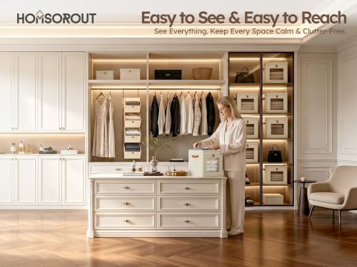 Image of Homsorout Cube Storage Bins with Lids - Front Opening, Clear Window, 6 Pack
