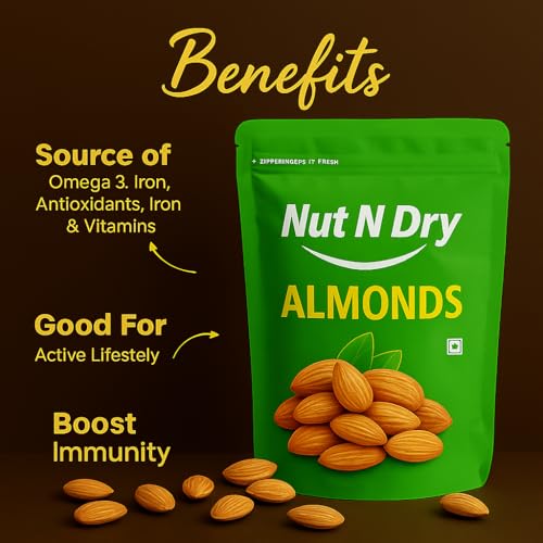 Image of Nut N Dry Kashmiri Mamra Almonds | Direct from Kashmir Valley | A++Grade| almonds 1kg | High Nutrition | Badam Giri | Premium Natural Almonds | High Protein Healthy Dry Fruits orignal kashmiri mamra (150 Gram)