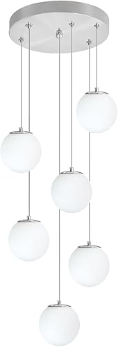 Miniatura 121 de Escalera LED de 10 luces LED moderna con globo de cristal, lámpara colgante grande para techos altos, accesorios de iluminación de entrada, villas y