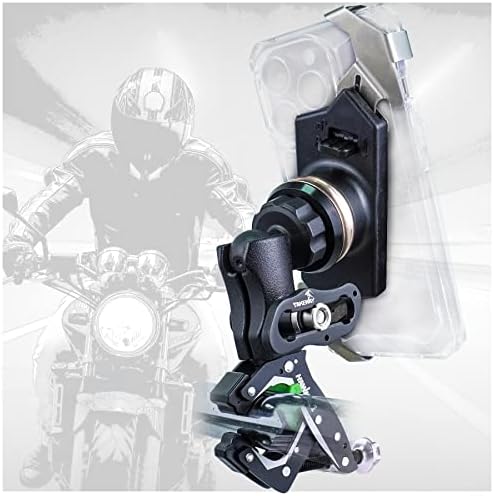 TAKEWAY Clampod HAWK1-PH05-ANV Anti-Vibration Phone Mounts Holder, Motorcycle Handlebar Clamp Base, Adjustable, Stable, Double Socket Arm with 360° Rotation Ideal for All iPhone and Any Cell Phone