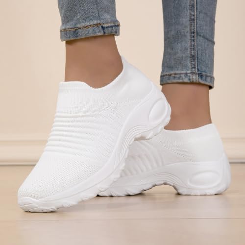 Image of Non Slip Work Shoes Women, Slip On Sneakers Women,Work Shoes Walking Gym Nurse Mesh Casual Fashion Sneakers Comfort Breathable Lightweight