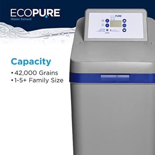 EcoPure EP42 42,000 Grain Water Softener | NSF Certified | Salt & Water Saving Autosense Technology for Whole House Soft Water Regeneration, Dark Gray - Thumbnail 5