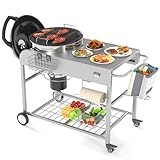 AECOJOY Weber Grill Table, Outdoor Grill Cart Table for 18