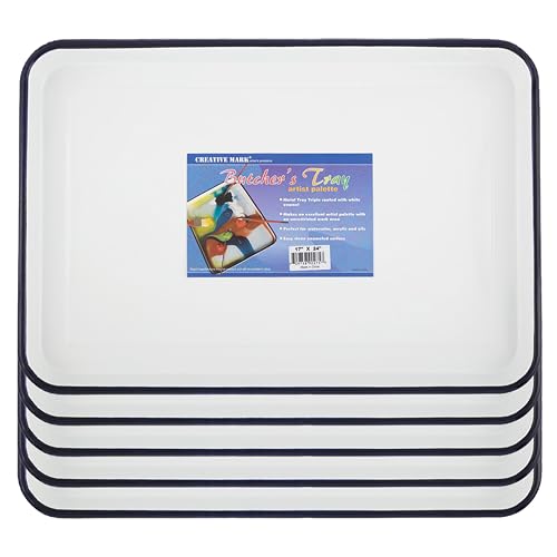 Creative Mark Butcher Tray Palette - 5 Pack of 17 x 24" - Triple Coated Enamel Tray Palette for Painting, Color Theory, Mixing, and More