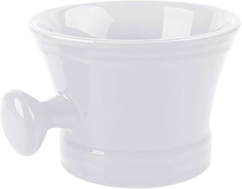 Tigela de cerâmica Linkidea para sabonete de barbear com alça, branca, 300 mL