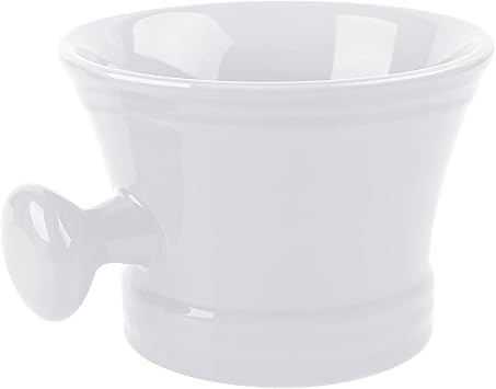 Linkidea Large Ceramic Shaving Mug with Handle, Deep Lather Bowl for Men Wet Shaving, Heavy Duty Shave Soap Cup for Brush Lathering White