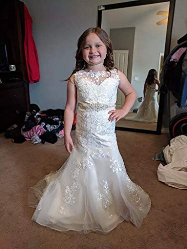 GZCYL Mermaid Flower Girl Dress for Wedding Luxury Junior Bridesmaid Dress Lace Applique3