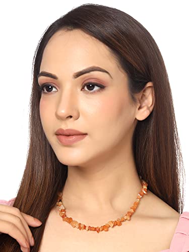 Image of Yellow Chimes Necklace for Women and Girls Fashion Choker Necklace for Women Carnelian Stone Pearl Choker Necklace for Girls | Birthday Gift for Girls and women