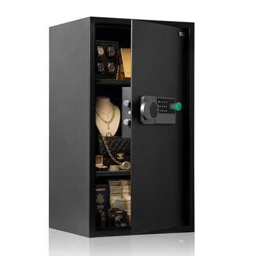 Image of Plantex 106 Litre Digital Safe Locker For Home /Safety Locker Box with Biometric Fingerprint,Touchscreen & Emergency Key /Perfect Security Solution for Valuables /2 Years Warranty By Plantex - Black