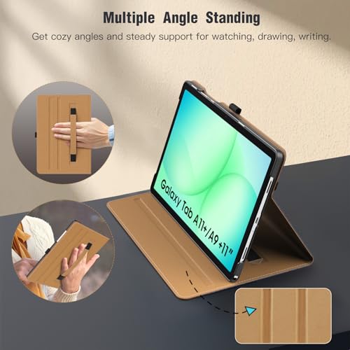 Image of MoKo Case for Samsung Galaxy Tab A11+ /A9+ Plus 11 Inch, Denim Blue & Brown