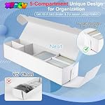 Laminated Trading Card Storage Box, Mtg Storage Card Box with 5-Compartment, Ultra-thin White Cardboard Collector Box for TCG, Sports Cards Storage, 2 Count - Image 3