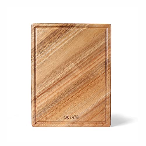 MITSUMOTO SAKARI 42.5 X 32.5 X 3.2 cm Japanese Acacia Wood Kitchen Chopping Board, Natural Wooden Cutting Board