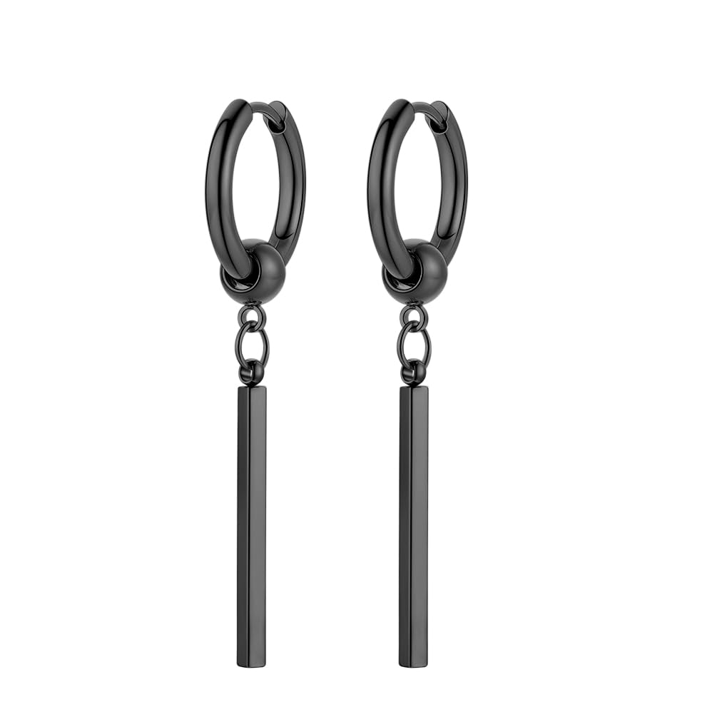 PROSTEEL プレート ピアス メンズ 揺れる リングピアス フープピアス…