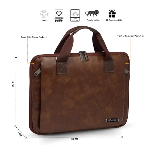 Image of VISMIINTREND Laptop Briefcase Messenger Shoulder Office Hand Bags for Men Women | Fits 13 inch /14 inch /15.6 Inch Laptops, Macbook | Vegan Leather | Corporate Gifts