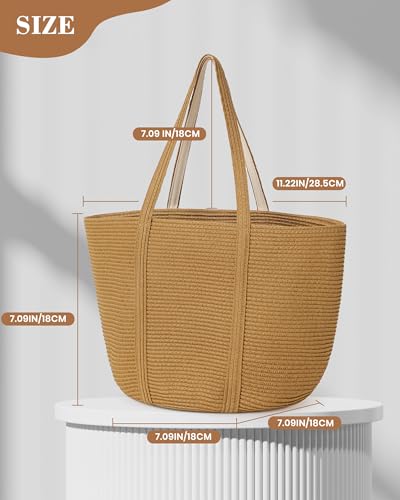 Loiyadn Straw Bag, Beach Bag Straw Beach Bags for Women Foldable Packable Beach Tote Lightweight Large Shoulder Handbags - Small — view 2