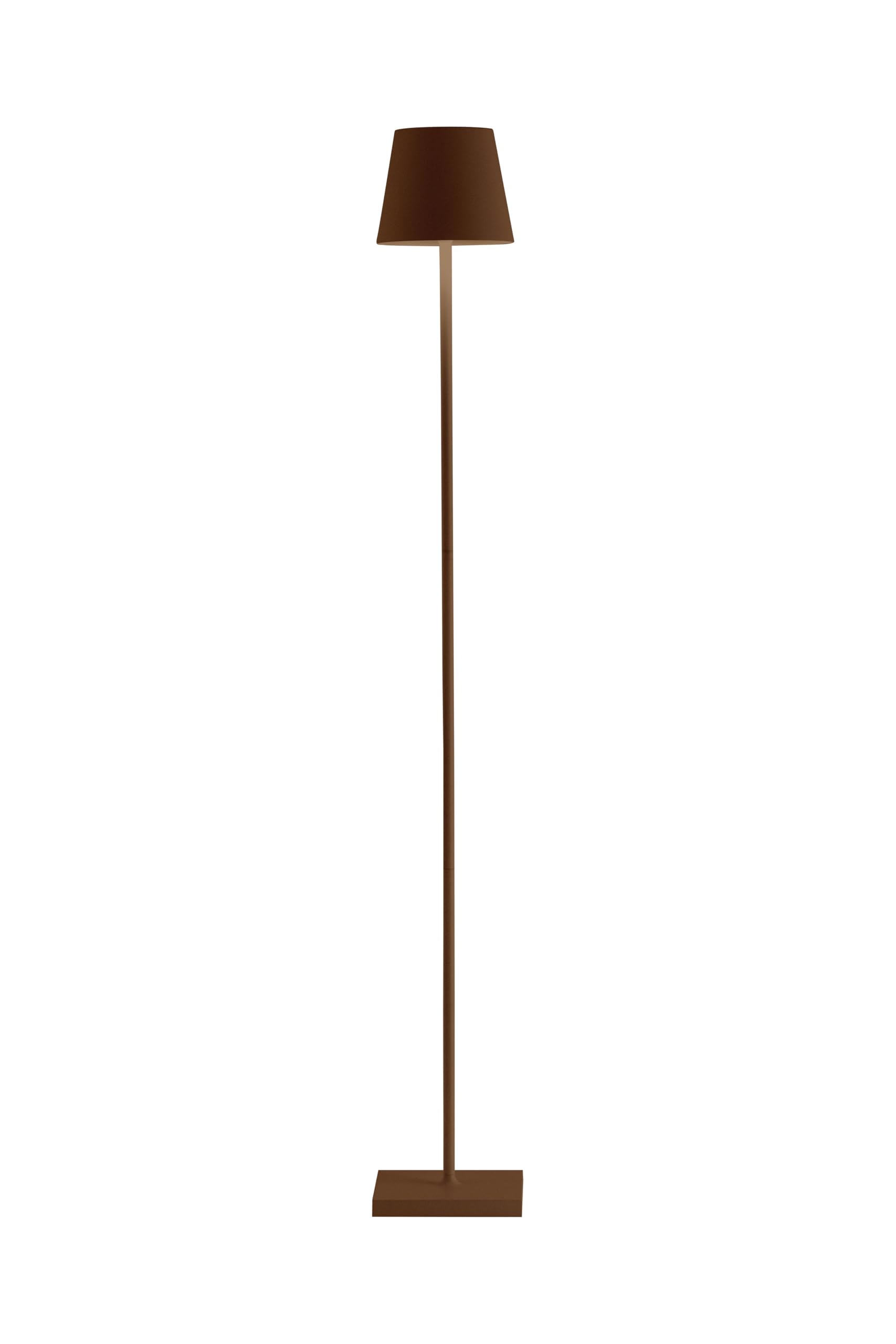 Zafferano, Poldina L, Lampada da Terra Ricaricabile e Senza Fili con Controllo Touch, Adatta per Salotto ed Esterni, Dimmer, 2200-3000 K, Altezza Regolabile 52-122 cm, Colore Corten