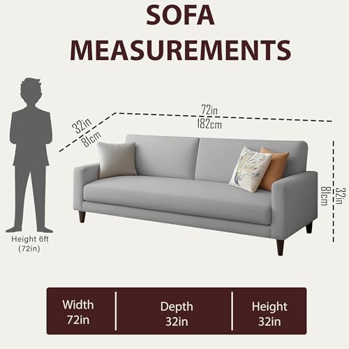 Image of Casaliving Kaven 3 Seater Sofa Set for Living Room (Grey Colour Fabric) Premium Fabric Sofa