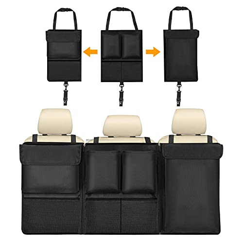 URAQT Organisateur de Coffre de Voiture, Détachable Organisateur de Voiture Rangement Voiture Super Capacité, Multipurpose Pliable Sac de Rangement Voiture avec 7 Poches Sangle Réglable pour SUV etc.
