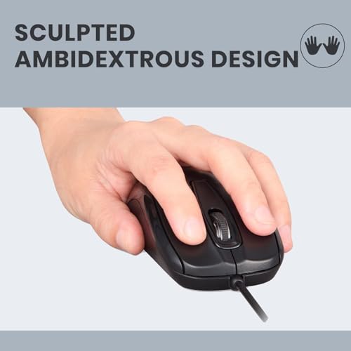 Perixx PERIMICE-209C USB-C Kabelgebunde Maus mit Scrollrad, geeignet für Links- und Rechtshänder, zur Nutzung am Desktop-PC und Laptop, Schwarz 5