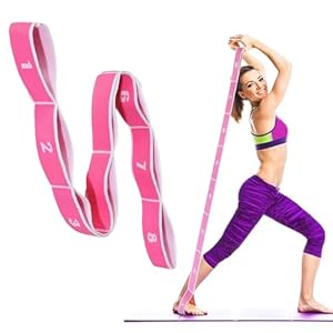 1 pcs Stretching Strap with Loops, Abeillo Elastic Yoga Straps for Stretching Equipment, Stretch Band for Physical Therapy, Yoga, Pilates,Dance, Gymnastics Exercise and Flexibility