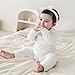 Jomixa Unisex Baby Onesie, Long Sleeve 100% Cotton Baby Clothes, Baby Footless Jumpsuit (White, 0-3 Months)