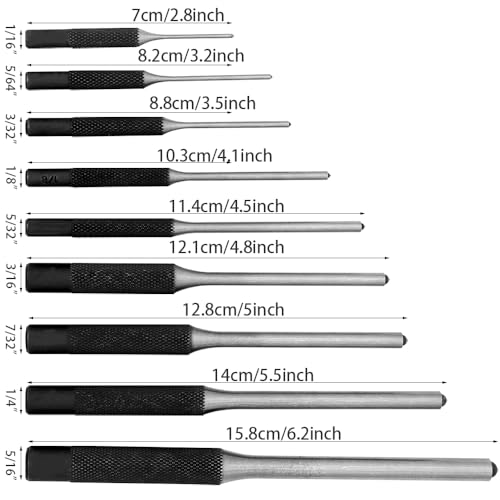 Aoyswuz 9-Tlg Splinttreiber Set 1.5mm-8mm 40CR-V Stahl Durchschlag Werkzeug für Holz Kunststoff Leder Schmuck Kunsthandwerk(mit Aufbewahrungstasche)