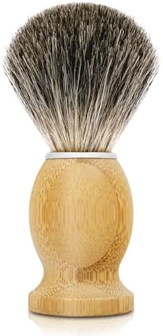 KIKC Handmade Shaving Brush with Badger Hair for Wet Shave,Wood Handle Hair Salon Tool, Beard Cleaning Tool for Safety Razor,Double Edge Razor, Straight Razor or Shaving Razor (Bamboo,Badger hair)