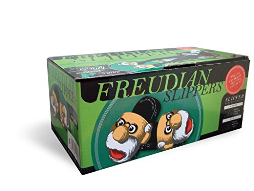 Medium Freudian Slippers - Comfy Plush Slip-On Footwear with Sigmud Freud's Head and a Comfortable Built in Sock Tongue Black2