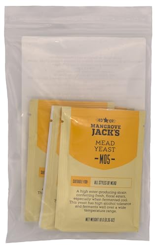 4x Honigwein Hefe Set- 10g/17L - Mangrove Jack’s - Trocken Methefe - | Metwein | Weinhefe | Hefe Weißwein und Rotwein