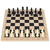 Set Scacchi Dama Backgammon 3 in 1 in Legno Pieghevole, Scacchiera Portatile con Pezzi Inclusi, Perfetta per Casa, Viaggi e Attività Familiari