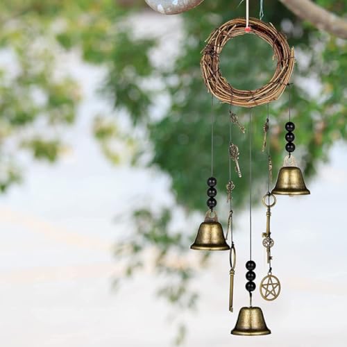 Campana de viento de bruja fabricada en metal forjado texturizado 3
