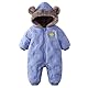 JiAmy Baby Winter Overall Mit Kapuze Schneeanzüge Outfits Fleece Bär Strampler Jungen Mädchen Jumpsuit Spielanzug Blau 0-6 Monate