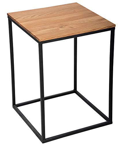 Lumarc CT-L106 - Mesa de salón de madera de roble maciza natural, cuadrada, 40 x 40 x 54 cm