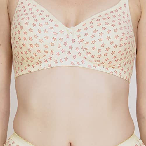 Image of Star Print Bra for Women - Made of Pure Cotton Full Coverage Non Wired Seamless Pushup Soft Cup for T-Shirt Saree Dress Sports Garment for Daily Use Everyday
