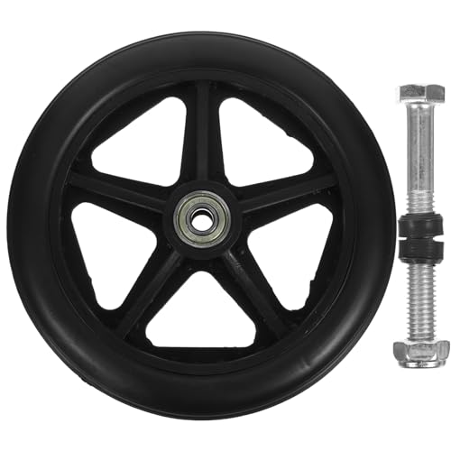 Baluue 1set Heavy Duty Wheelchair Front Wheel Replacement Single Wheel Screw Axle for Elderly and Disabled Mobility Smooth Quiet and Wear-Resistant