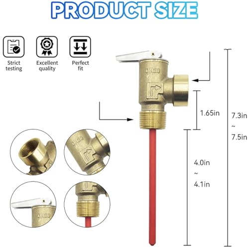 Válvula de alivio DN20 de latón con rosca de 3/4 para calentador de agua de 150 PSI 3