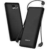 モバイルバッテリー 大容量( PSE認証済み 10000mAh 3ケーブル内蔵 1USBポート ライトニング/micro USB/type-cケーブル内蔵) スマホ 充電器 バッテリー 急速充電 軽量 薄型 コンセント 持ち運び便利 iphone/ipad/Android対応 黒