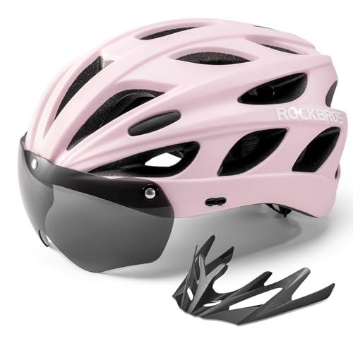 ROCKBROS Casque VTT Homme, Léger avec Visière Amovible et Lunettes Magnétiques, Réglable pour Adulte Unisexe, pour Cyclisme Vélo Route Trottinette, Rose L...
